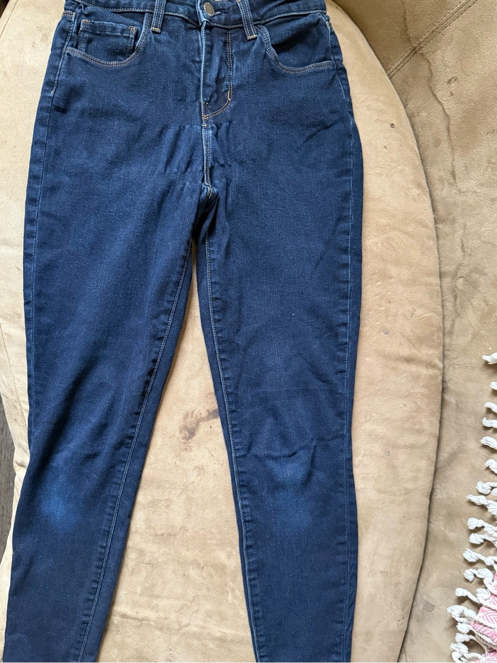 L'AGENCE Dark Blue High-Rise Back-Pocket Jeans